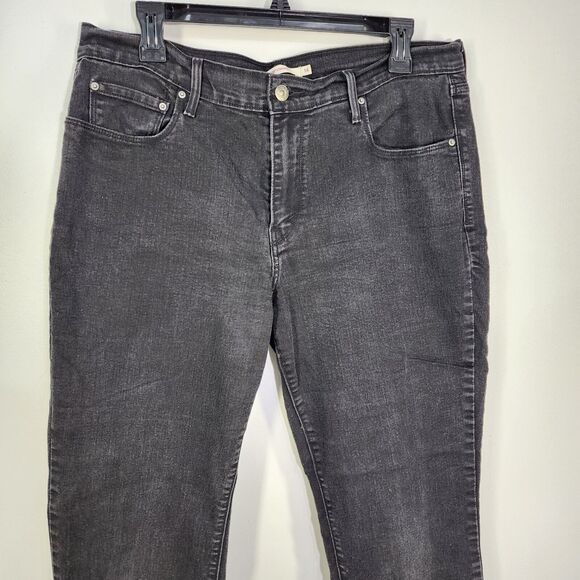 Levi's 505 Jeans Women Straight Leg Size 14 Denim Black Mid Rise 5-Pocket Casual - Picture 4 of 11
